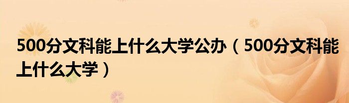 500分文科能上什么大学公办（500分文科能上什么大学）