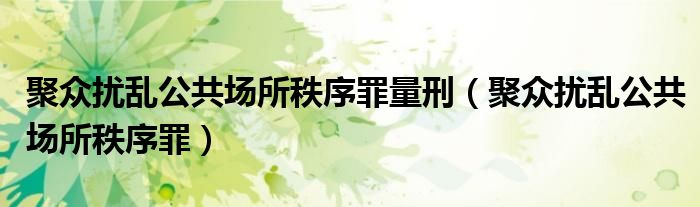 聚众扰乱公共场所秩序罪量刑（聚众扰乱公共场所秩序罪）