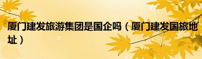 厦门建发旅游集团是国企吗（厦门建发国旅地址）
