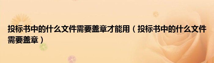 投标书中的什么文件需要盖章才能用（投标书中的什么文件需要盖章）
