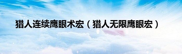 猎人连续鹰眼术宏（猎人无限鹰眼宏）