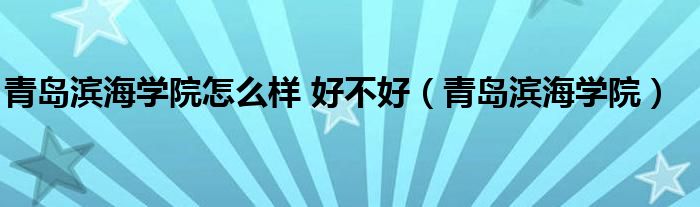 青岛滨海学院怎么样 好不好（青岛滨海学院）