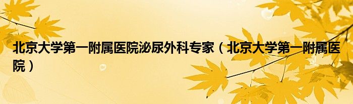 北京大学第一附属医院泌尿外科专家（北京大学第一附属医院）