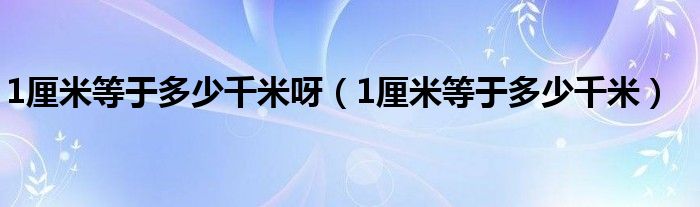 1厘米等于多少千米呀（1厘米等于多少千米）