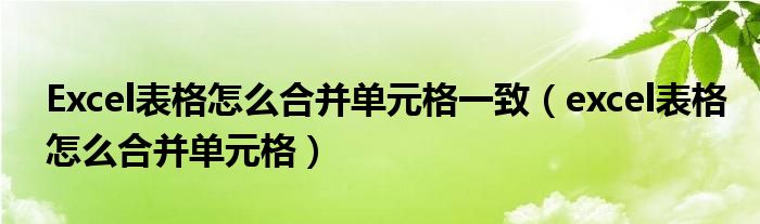 Excel表格怎么合并单元格一致（excel表格怎么合并单元格）