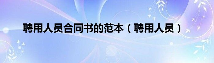 聘用人员合同书的范本（聘用人员）