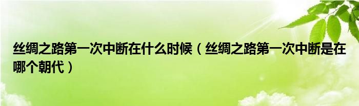 丝绸之路第一次中断在什么时候（丝绸之路第一次中断是在哪个朝代）