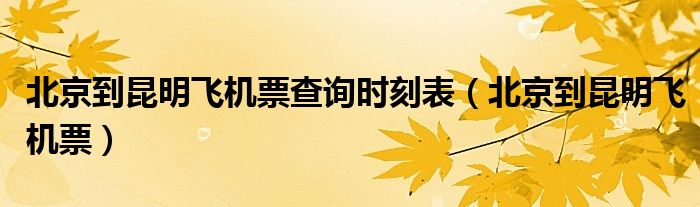 北京到昆明飞机票查询时刻表（北京到昆明飞机票）