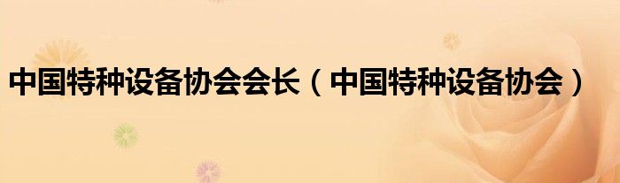 中国特种设备协会会长（中国特种设备协会）
