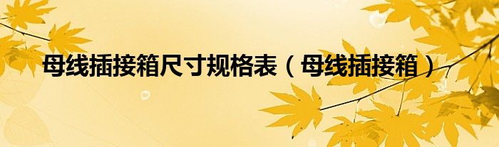 母线插接箱尺寸规格表（母线插接箱）