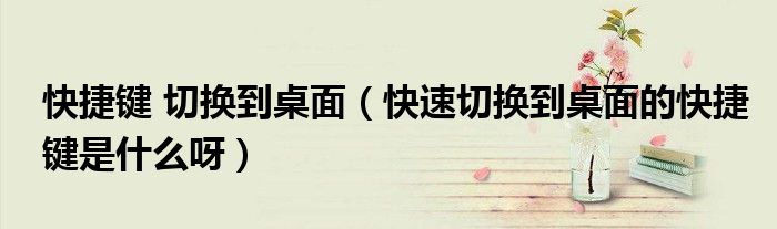 快捷键 切换到桌面（快速切换到桌面的快捷键是什么呀）