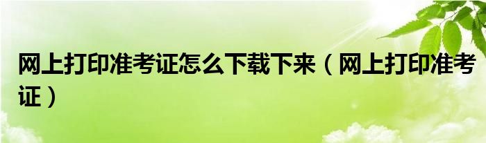 网上打印准考证怎么下载下来（网上打印准考证）