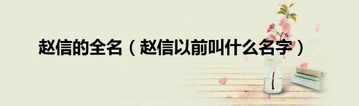赵信的全名（赵信以前叫什么名字）