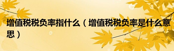 增值税税负率指什么（增值税税负率是什么意思）
