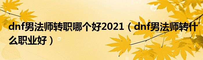 dnf男法师转职哪个好2021（dnf男法师转什么职业好）