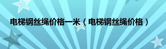 电梯钢丝绳价格一米（电梯钢丝绳价格）