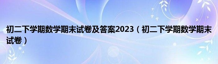 初二下学期数学期末试卷及答案2023（初二下学期数学期末试卷）