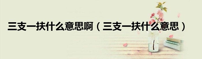 三支一扶什么意思啊（三支一扶什么意思）