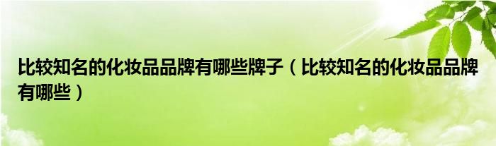 比较知名的化妆品品牌有哪些牌子（比较知名的化妆品品牌有哪些）