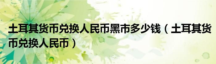土耳其货币兑换人民币黑市多少钱（土耳其货币兑换人民币）