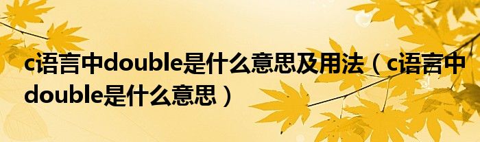 c语言中double是什么意思及用法（c语言中double是什么意思）