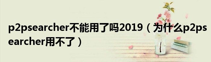 p2psearcher不能用了吗2019（为什么p2psearcher用不了）