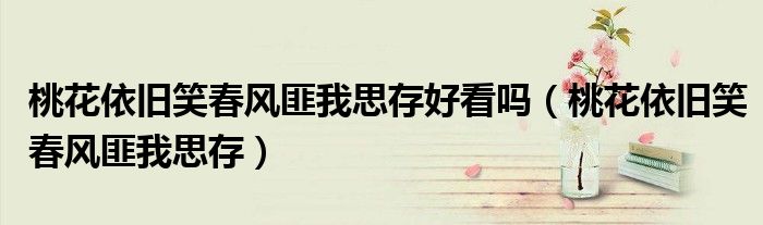 桃花依旧笑春风匪我思存好看吗（桃花依旧笑春风匪我思存）