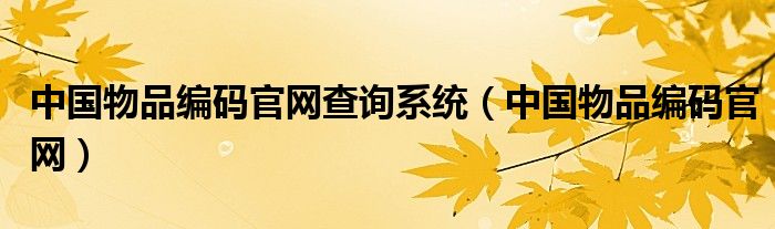 中国物品编码官网查询系统（中国物品编码官网）