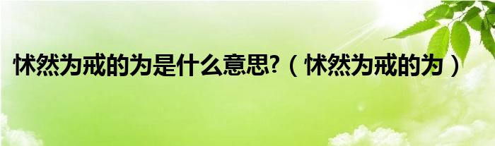 怵然为戒的为是什么意思?（怵然为戒的为）