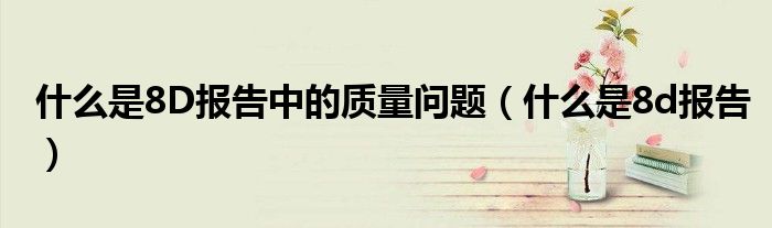 什么是8D报告中的质量问题（什么是8d报告）