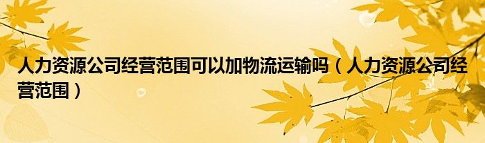 人力资源公司经营范围可以加物流运输吗（人力资源公司经营范围）