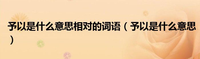 予以是什么意思相对的词语（予以是什么意思）