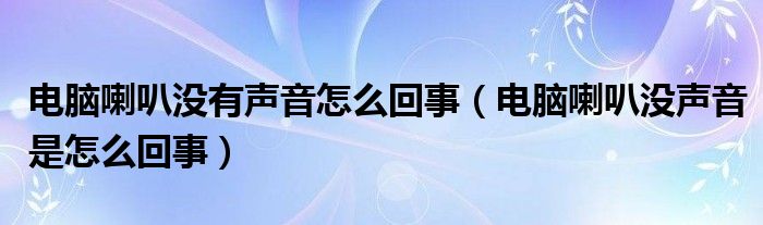 电脑喇叭没有声音怎么回事（电脑喇叭没声音是怎么回事）