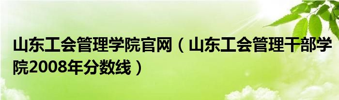 山东工会管理学院官网（山东工会管理干部学院2008年分数线）