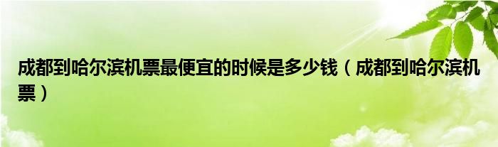 成都到哈尔滨机票最便宜的时候是多少钱（成都到哈尔滨机票）