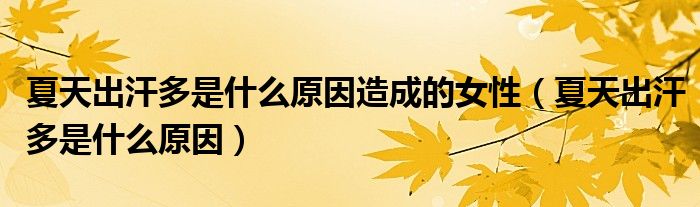 夏天出汗多是什么原因造成的女性（夏天出汗多是什么原因）
