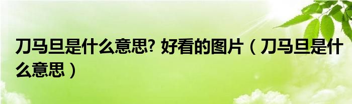 刀马旦是什么意思? 好看的图片（刀马旦是什么意思）