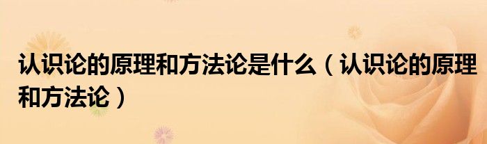 认识论的原理和方法论是什么（认识论的原理和方法论）