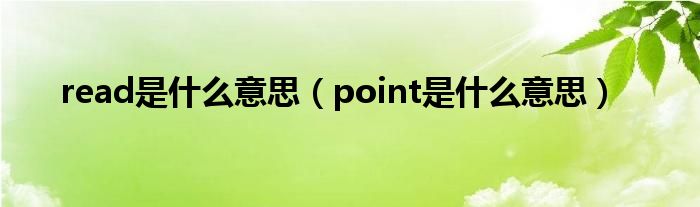 read是什么意思（point是什么意思）