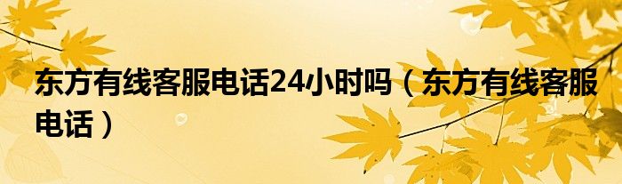 东方有线客服电话24小时吗（东方有线客服电话）