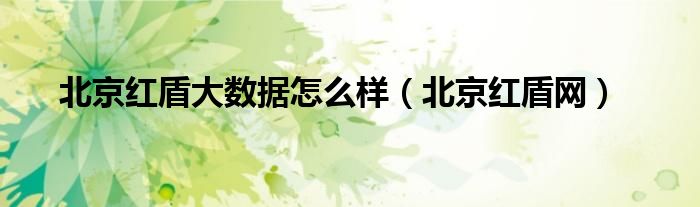 北京红盾大数据怎么样（北京红盾网）