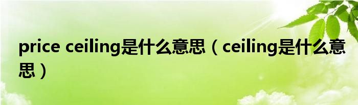 price ceiling是什么意思（ceiling是什么意思）