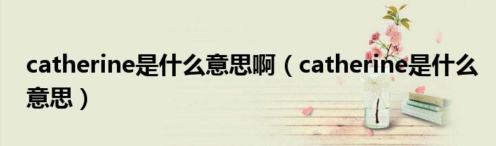 catherine是什么意思啊（catherine是什么意思）