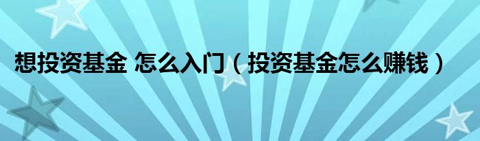 想投资基金 怎么入门（投资基金怎么赚钱）