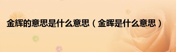 金辉的意思是什么意思（金晖是什么意思）