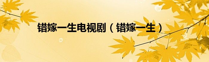 错嫁一生电视剧（错嫁一生）