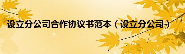 设立分公司合作协议书范本（设立分公司）
