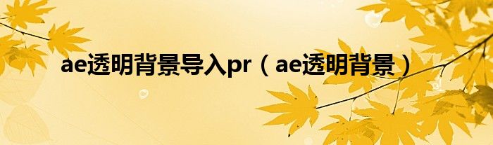 ae透明背景导入pr（ae透明背景）