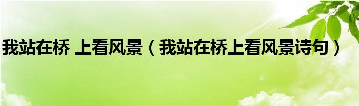 我站在桥 上看风景（我站在桥上看风景诗句）