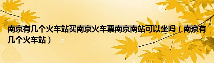南京有几个火车站买南京火车票南京南站可以坐吗（南京有几个火车站）